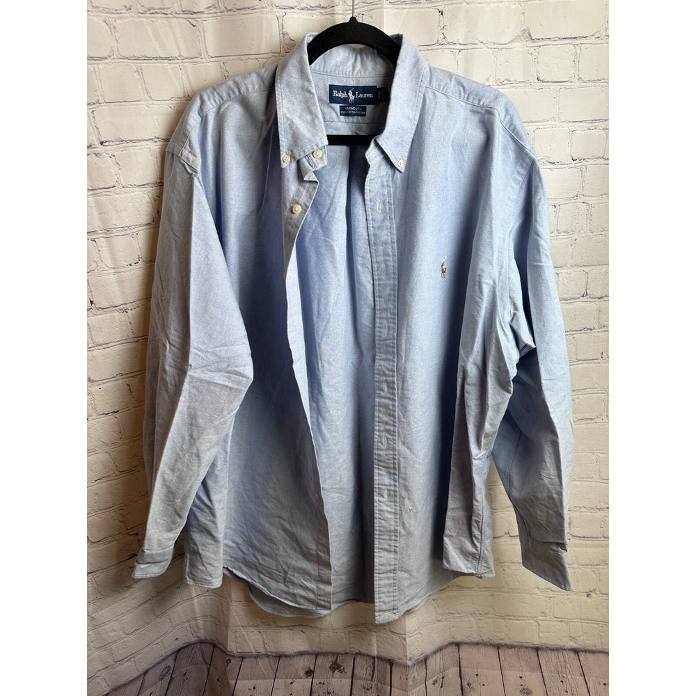 Ralph Lauren YARMOUTH Oxford Long Sleeve Button Down Light Blue Dress 17 1/2